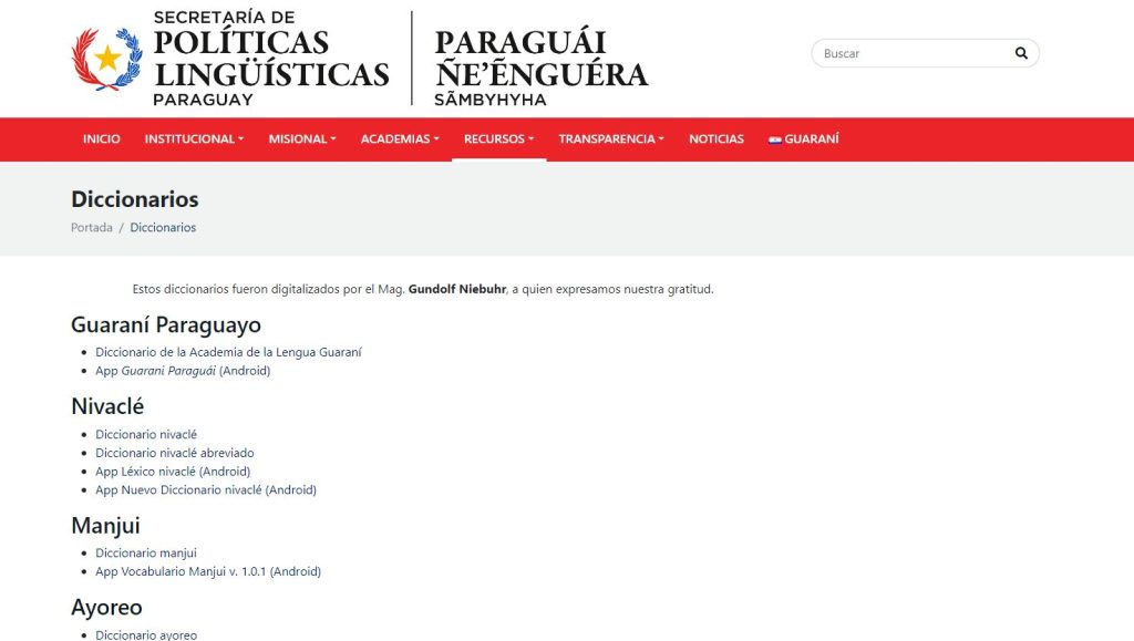 Paraguái Ñe’ẽnguéra Sãmbyhyha omyasãi ñe’ẽryrukuéra iñandutiroguépe