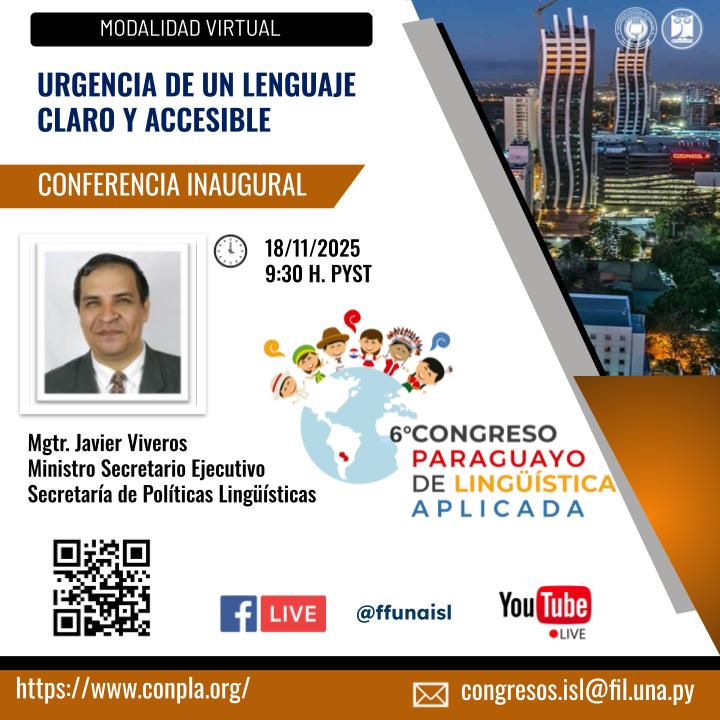 Ministro Javier Viveros dará la Conferencia Inaugural del 6.º CONPLA